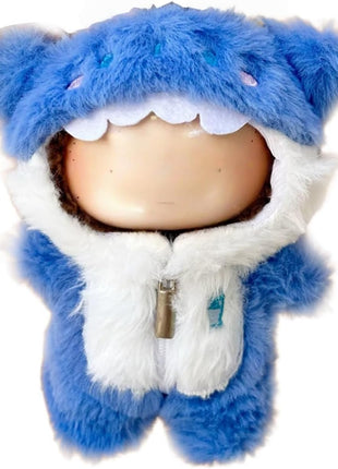 Clothes for labubu Dolls - Cute Shark Outfit for 6.7 Inch (17cm) 1-Piece Marine-Themed Costume Accessory, Friends (Doll Not Included) - Perfect for Collectors and Dress-Up (No Doll) (Blue)