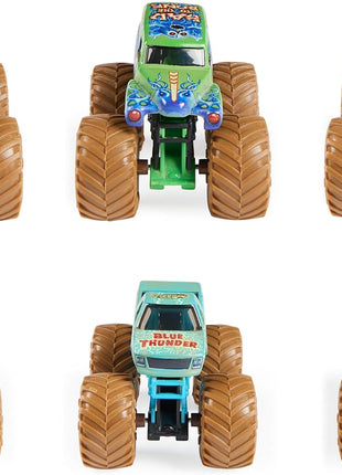 Monster Jam, Mystery Mudders 2-Pack Monster Trucks, Official 1:64 Die-Cast Vehicles, Wash to Reveal (Styles Will Vary), Kids Toys for Boys 3 and Up