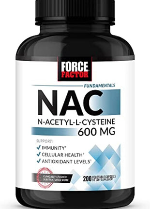 Force Factor NAC 600 mg, N-Acetyl Cysteine for Liver Health | Immune Support & Antioxidant Production, Clinically Studied Dose, 200 Servings