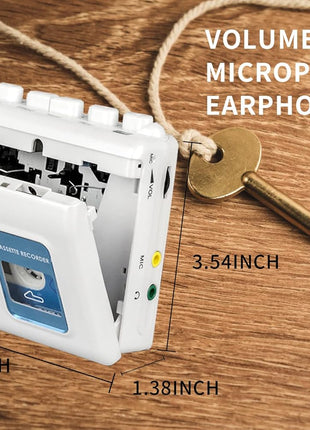 TOMASHI Portable Cassette Player Tape Recorder with Built-in Speaker,Microphone,Headphone Jack-, 4.57 x 3.54 x 1.38inch