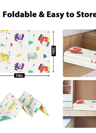 XVISHX Baby Play Mat, 74 x 50 Inch Play Mat Perfect for Use Baby Playpen, Foldable Baby Foam Playmat for Floor, Portable Waterproof Activity PlayMats for Babies, Infants and Toddlers