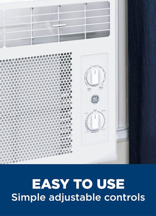GE Window Air Conditioner Unit, 5,000 BTU for Small Rooms up to 150 sq ft. with Manual Adjustable Fan and Cooling Settings, Perfect for Small Bedroom or Living Room, Easy Install Kit Included, White