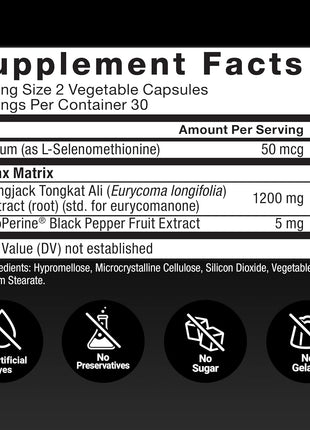 Force Factor Longjack Tongkat Ali Max, Male Stamina & Vitality Supplement | with Tongkat Ali Extract and Key Natural Ingredients for Superior Absorption, 1200mg, 60 Capsules