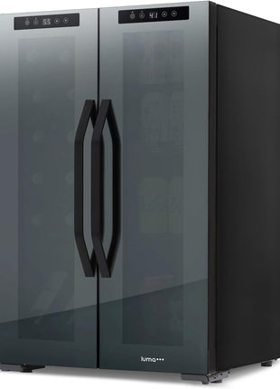 Luma Comfort Shadow Series Wine Cooler Refrigerator 12 Bottle & 39 Can Dual Temperature Zones, Freestanding Mirrored Wine and Beverage Fridge with Double-Layer Tempered Glass Door & Compressor Cooling