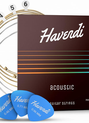 HAVENDI® Acoustic Guitar Strings Phosphor Bronze Coating I Premium Brilliant Sound Quality I Includes 3 Picks