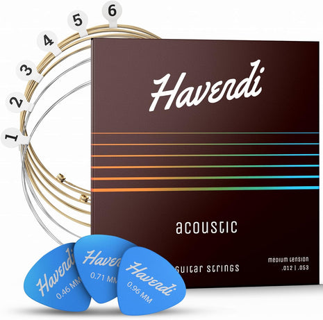 HAVENDI® Acoustic Guitar Strings Phosphor Bronze Coating I Premium Brilliant Sound Quality I Includes 3 Picks