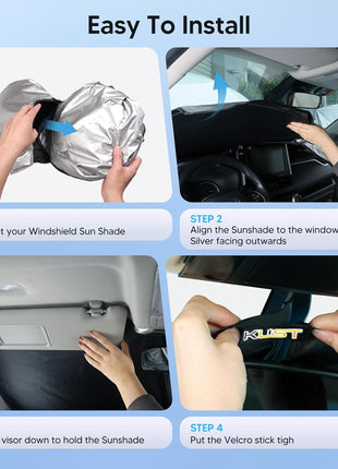 KUST Windshield Sun Shade for 2019-2025 2026 Chevrolet/Chevy Silverado 1500 Accessories, Regular Cab, Crew Cab, Double Cab 2Dr 4Dr Custom Fit Window Shade Sun Visor Foldable Blocks UV Rays