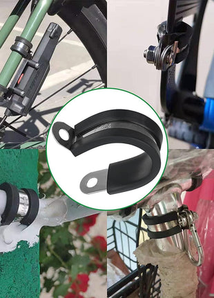 30pcs 3/8 Inch Stainless Steel Cable Clamps,Rubber Coated Cushioned Insulated Cable Clamp,Automotive Cable Wire Clamps,Pipe Clamps,Metal Clamp for Tube,Lines,Wire Cord Installation(Black,10mm)