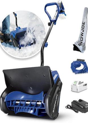 Snow Joe 24V Cordless Electric Snow Shovel Kit, 400W Motor, 13 inch Clearing Path - 20 Feet Throwing Distance, Includes Cover & Ice Scraper for Driveway, Sidewalk, Walkway, Deck & Patio, 24V-SS13-TV1