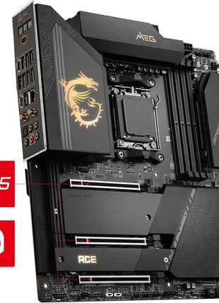 MSI MEG X670E ACE Gaming Motherboard (AMD Ryzen 9000/8000/7000 Series Processors, AM5, DDR5, PCIe 5.0, SATA 6Gb/s, M.2, USB 3.2 Gen 2, Wi-Fi 6E, Bluetooth 5.3, HDMI/DP, EATX)