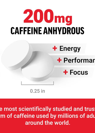 Force Factor Caffeine Pills 200mg, Boost Energy, Focus & Strength | Premium Quality Caffeine Tablets, Performance & Energy Support Supplement, 100 Tablets
