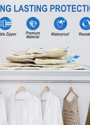Fygrip Vacuum Storage Bags with Hand Pump, Plastic Packaging Bags, 80% Space Saver Vacuum Seal Bags for Clothing, Travel Lugggage, Blankets, Comforters, 16 Combo