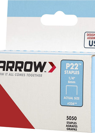Arrow 224 Heavy Duty P22 Staples for Use with Plier-Type Paper and Bag Staplers in Restaurants, Offices, Classrooms, 5050-Pack, 1/4-Inch Leg Length, 7/16-Inch Crown Width