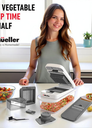 Mueller The Real Original Pro Vegetable Chopper & Mandoline Slicer, 10-in-1 | since 2013, 8 Blade Food Veggie Chopper, Onion Vegetable Cutter with Container, Kitchen Gadgets & Essentials