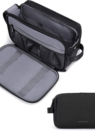 BAGSMART Toiletry Bag for Men, Travel Toiletry Organizer Dopp Kit Water-resistant Shaving Bag for Toiletries Accessories, Door Room Essentials, Black-medium