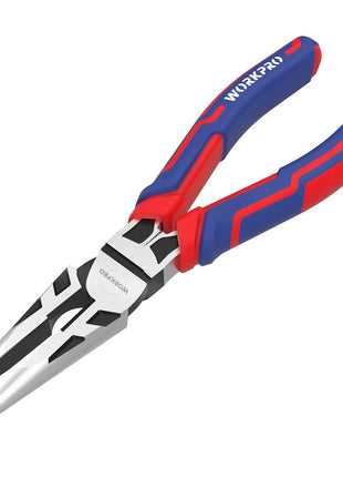 WORKPRO Premium 8" Needle Nose Pliers, Paper Clamp Precision, Heavy-Duty CRV Steel, Large Soft Grip with Wire Cutter, Long Nose Cutting Pliers, W031269