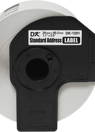 DK-1201 Die-Cut Standard Address Labels – Long Lasting Reliability, Die-Cut Standard Address Paper Labels, 1.14" x 3.5" Individual Label Size, 4800 Labels / 12 Rolls