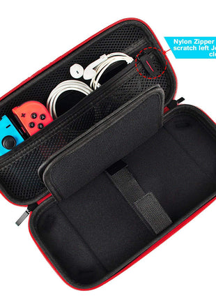 daydayup Switch Case and Tempered Glass Screen Protector Compatible with Nintendo Switch - Deluxe Hard Shell Travel Carrying Case, Pouch for Nintendo Switch Console & Accessories, Streak Red