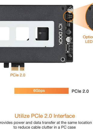 ICY DOCK 2.5 inch SATA SSD Removable Hard Drive Bay Adapter for PCIe Expansion Card Slot | ExpressSlot MB839SP-B