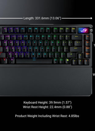ASUS ROG Azoth Extreme Wireless Mechanical Gaming Keyboard 75% TKL, ROG NX Snow Linear Switches, PBT Keycaps, Aluminum Chassis, Carbon Fiber, Gasket Mount, Color OLED Screen, PC/Mac Support - Black