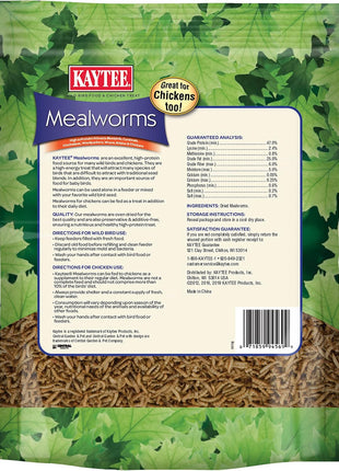 Kaytee Wild Bird Food Mealworms For Bluebirds, Wrens, Robins, Chickadees, Woodpeckers, Cardinals & Chickens, 17.6 Ounce