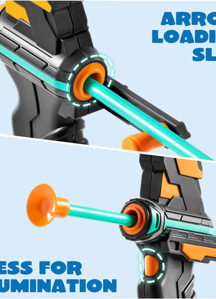 JOYIN Kids Bow and Arrow Set, LED Light Up Archery Toy Set with 9 Suction Cup Arrows, Target & Arrow Case, Indoor and Outdoor Hunting Play Gift Toys for Kids, Boys & Girls Ages 6-12