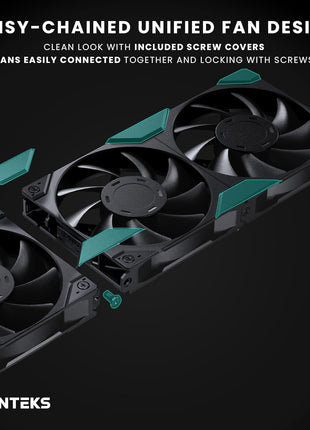 Phanteks M25-140 Gen2 3-Pack Daisy Chain 140mm PWM High Performance Cooling Fan Black