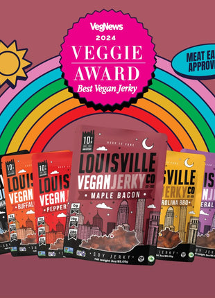 Louisville Jerky Co. Vegan Jerky Plant-Based Maple Bacon Flavor, High Protein Snack, (3 Ounce, 1-Pack) – Sweet & Smoky Chewy Texture, Gluten-Free