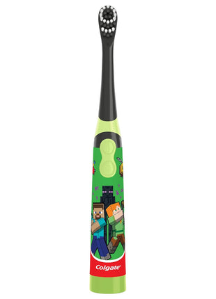 Colgate Kids Battery Powered Minecraft Toothbrush, Extra Soft | For Kids Ages 3 and Up, Extra Soft Bristles, Battery Powered, Easy On/Off Switch, Lay Flat Handle, Fun Minecraft Design
