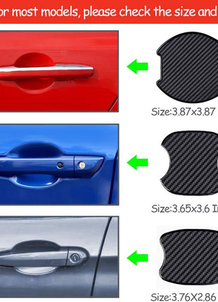 Universal 3D Carbon Fiber Car Door Handle Protection Film-S | 4Pcs Silicone Car Doors Handle Cup Scratch Protectors,Automotive Door Handle Paint Protective Film Cover Accessories(Black)