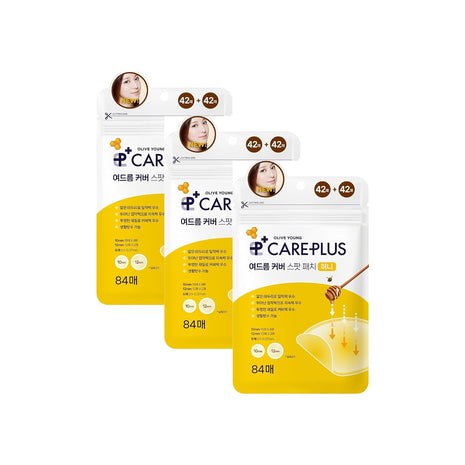 OLIVE YOUNG Care Plus Spot Patch | Hydrocolloid Acne Korean Spot Patch to Cover Zits, Pimples and Blemishes, for Troubled Skin and Face (Manuka Honey, 252 Count (Pack of 3))