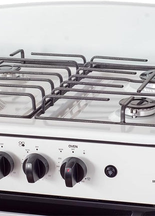 MC - 30" White B Gas Space Saver Range with 4.0 CFT Oven Capacity - Italian SABAF Sealed Burners, 2 Ultra-Fast, 2 Fast – Easy to Clean, Iron Grates, Cool Knobs - L 21" W 30" H 41"