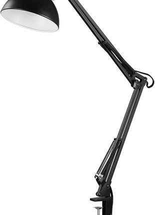 Globe Electric 56963 31.5 inch Multi-Joint Desk Lamp with Metal Clamp, Black, On/Off Rotary Switch on Shade, Partially Adjustable Swing Arm, Home Essentials, Reading Light, Office Décor