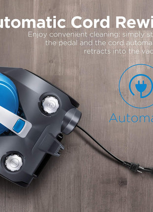 Eureka WhirlWind Bagless Canister 2.5L Vacuum Cleaner, Lightweight Vac for Carpets and Hard Floors, NEN110A, Blue