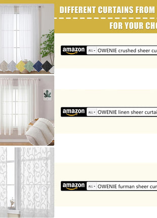 OWENIE Sheer Curtains 84 inches Long 2 Panels Set for Living Room/Bedroom, Rod Pocket Voile Sheer Panel Drapes, White, 2pcs, Each 42 inch W x 84 inch L