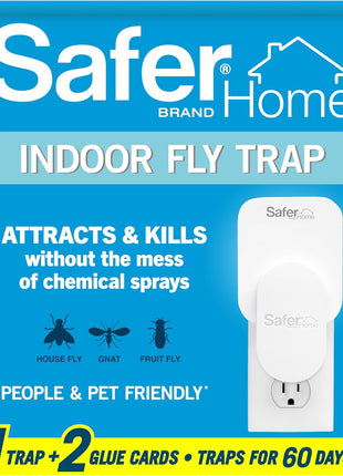 Safer Home Indoor Plug-In Fly Trap - SH502 - Effective Fruit Fly Traps for Indoors, Gnat Traps for House Indoor, 400 Sq Ft Protection - Style: 1 Device + 2 Glue Cards