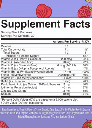 MARYRUTH'S USDA Organic Multivitamin Gummies, Ages 4+, Kids Vitamins, 60ct | 1 Month Supply, Vegan, Only 2 Gummies a Day, 60 Count