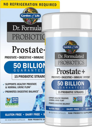Garden of Life Dr. Formulated Probiotics Prostate+ - Acidophilus and Probiotic Supports Healthy Prostate and Digestive Balance - Shelf Stable - Gluten, Dairy, and Soy-Free - 60 Vegetarian Capsules