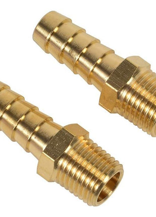 2 Pack Brass Hose Fitting, Adapter, 3/8 inch Barb x 1/4 inch NPT Male Pipe