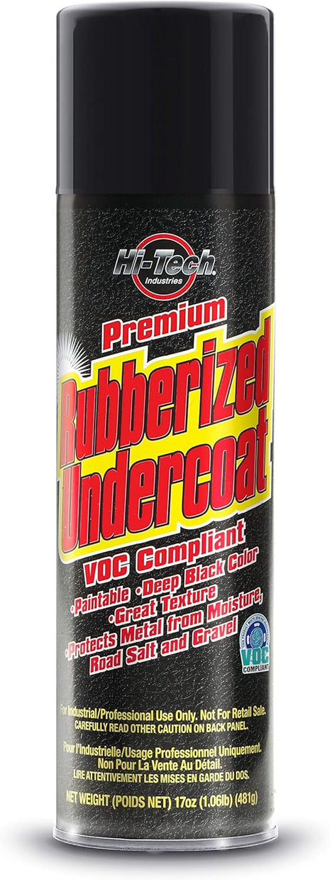 Hi-Tech Premium Rubberized Undercoat Spray – Rust Prevention, Moisture & Gravel Resistant – Paintable, Deep Black Finish – 19.4 oz Aerosol – VOC Compliant