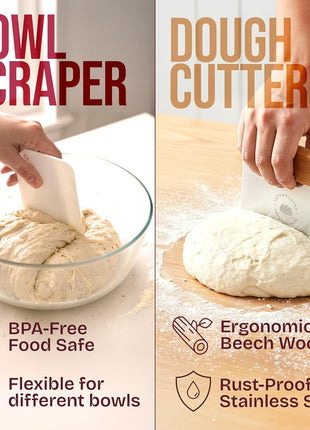Superbaking Round 9 Inch Banneton Bread Proofing Basket | Sourdough Baking Supplies, Sourdough Starter Kit, Bread Making Tools, Gift Set