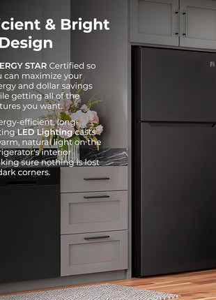 Kenmore 33" Top Mount Refrigerator with Freezer - Adjustable Shelving, Humidity-Controlled Crispers, Optional Ice Maker, LED Lighting, ENERGY STAR Certified, 20.5 cu. ft. Capacity - Black