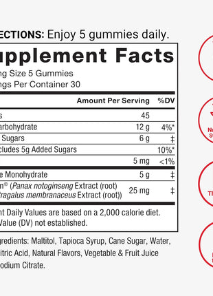 Force Factor Creatine Monohydrate Gummies, NSF Certified | 5g Dose for Men & Women to Support Muscle, Strength, Recovery, Cognitive Health & Memory, Mixed Berry, 150 Gummies