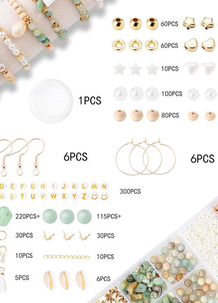 Xylise Jewelry Making Supplies Kit Natural Stone Beads for Irregular Natural Stone with for DIY Craft Bracelet Necklace Earrings for Adults (Amazonian)