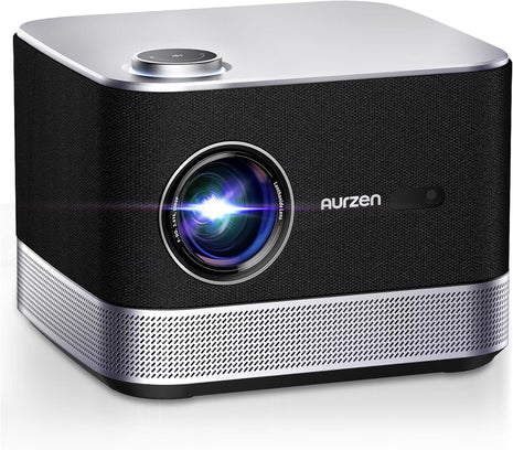 3-in-1 Outdoor Projector 4K Supported, AURZEN BOOM 3 Smart Projector with WiFi and Bluetooth, 3D DoIby Audio & 36W Speakers, Auto Focus & Keystone, Built in NetfIix App 500 ANSI Home proyector, Gold