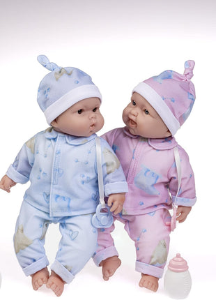Twins 13" Realistic Soft Body Baby Dolls | JC Toys - Berenguer Boutique | Twins Gift Set with Removable Outfits and Accessories | Pink and Blue | Caucasian | Ages 2+