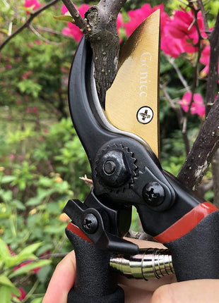 gonicc 8" Professional Premium Bypass Titanium Pruning Shears(GPPS-1003) | Titanium coated SK5 steel blade, Ergonomic non-slip handle, Sap groove anti-stick design, Cuts up to 3/4" branches