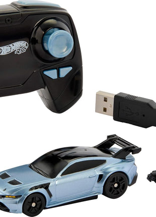 Hot Wheels RC Ford Mustang, Remote-Control Toy Car | 1:64 Scale Booster Button to Race & Stunt On or Off Track, Recharge with USB Cable, Full-Function