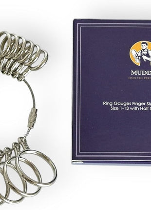 Mudder Stainless Steel Ring Gauges Finger Sizer Professional Measuring Ring Tool, Size 1-13 with Half Size, 27 Pcs