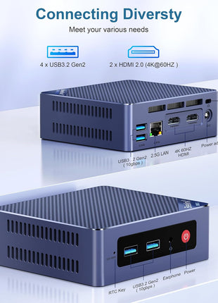 Beelink Mini PC Intel 12th N95(Up to 3.4GHz), 8GB DDR4 256GB SSD, Micro PC 4K Dual HDMI Display/2.5Gbps LAN/WiFi5/BT4.2/USB3.2/WOL Home/Office Mini Computer